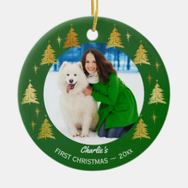 ペットの初めてのクリスマス - オーダーメイドの子犬の写真 セラミックオーナメント