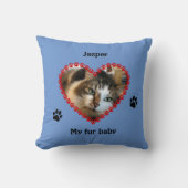 ペットの前足は、あなたの写真の青い枕を記念印刷する クッション (正面)