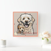 「ペットの力」 スクエア壁時計 (ホーム)