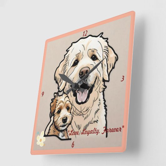 「ペットの力」 スクエア壁時計 (傾斜)