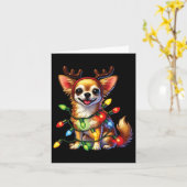 ペットの動物愛好家 チワワ 犬 トナカイ クリスマス カード (黄色い花)