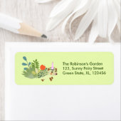 ペットの友人とガーデンフェアリー誕生日パーティー ラベル (インサイチュ)