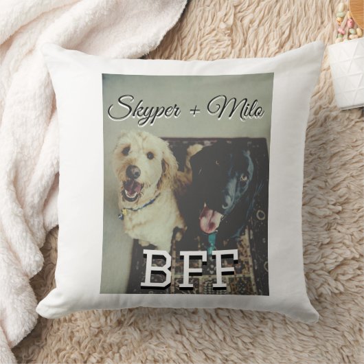 ペットの友人のbesties名前ペットの写真動物の愛を追加 クッション (ブランケット)