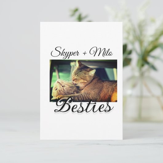 ペットの友人のbesties名前ペットの写真動物の愛を追加 サンキューカード (スタンド正面)