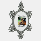 ペットの友人のbesties名前ペットの写真動物の愛を追加 スノーフレークピューターオーナメント (左)