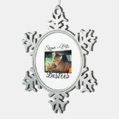 ペットの友人のbesties名前ペットの写真動物の愛を追加 スノーフレークピューターオーナメント (右)