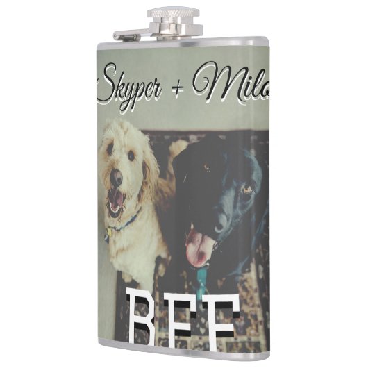 ペットの友人のbesties名前ペットの写真動物の愛を追加 フラスク (左)