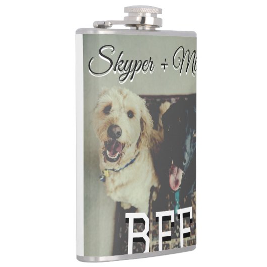 ペットの友人のbesties名前ペットの写真動物の愛を追加 フラスク (右)