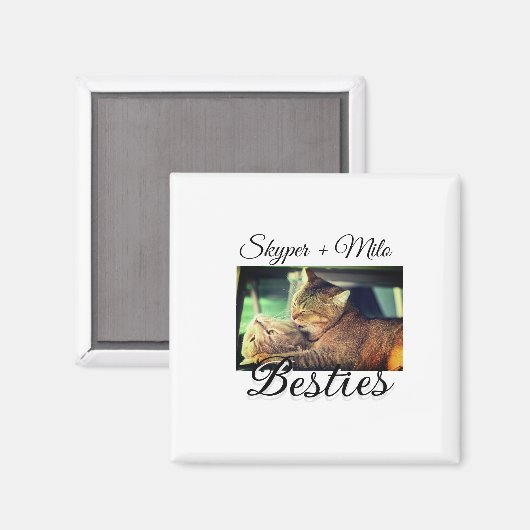 ペットの友人のbesties名前ペットの写真動物の愛を追加 マグネット (正面/裏面)