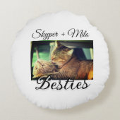 ペットの友人のbesties名前ペットの写真動物の愛を追加 ラウンドクッション (裏面)