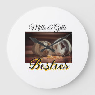 ペットの友人のbesties名前ペットの写真動物の愛を追加 ラージ壁時計