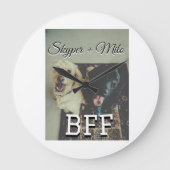 ペットの友人のbesties名前ペットの写真動物の愛を追加 ラージ壁時計 (正面)