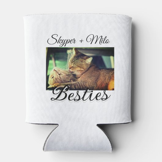 ペットの友人のbesties名前ペットの写真動物の愛を追加 缶クーラー (裏面)