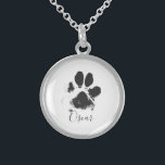 ペットの名前で犬のポープリント – 黒 –  スターリングシルバーネックレス<br><div class="desc">ペットの名前で犬のポープリント – 黒 –</div>
