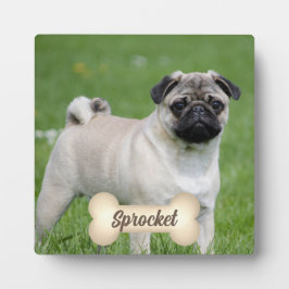 ペットの名前と写真が入ったクリームトーンボーン フォトプラーク