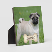 ペットの名前と写真が入ったクリームトーンボーン フォトプラーク (正面)