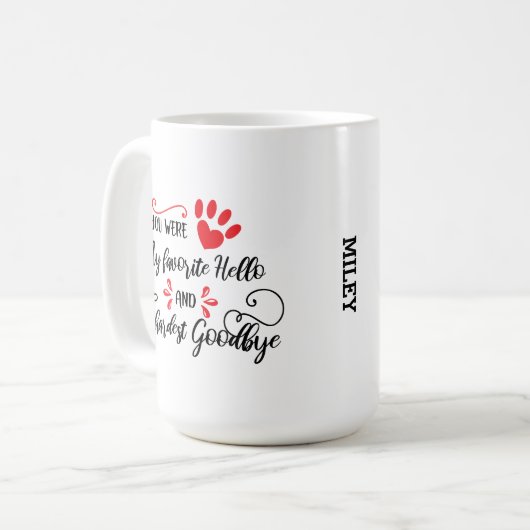 ペットの名前と引用文記念 コーヒーマグカップ (正面左)