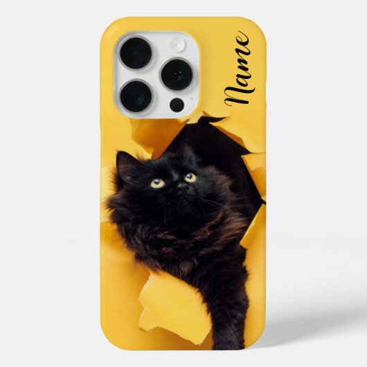 ペットの名前と猫のカスタマイズ黒い電話ケース Case-Mate iPhoneケース (裏面)