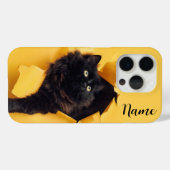 ペットの名前と猫のカスタマイズ黒い電話ケース Case-Mate iPhoneケース (裏面 (横))