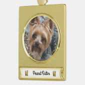 ペットの名前のバナー付きゴールドクリスマスオーナメント ゴールドプレートバナーオーナメント (左)