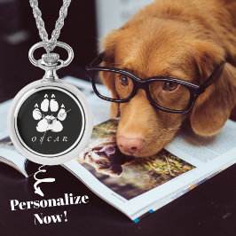 ペットの名前を使った白黒のポープリント 腕時計