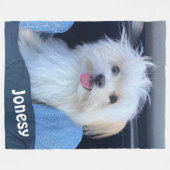 ペットの名前入り オーダーメイド犬写真ブランケット  フリースブランケット (正面(横))