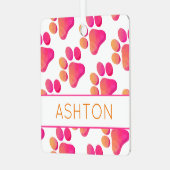 ペットの名前 ピンク オレンジ かわいい メタルオーナメント (正面左)