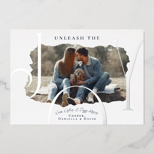 ペットの喜びを解き放つ フォト 箔シーズンカード (正面)