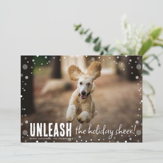 ペットの喜びを解き放て!愛犬の写真でつくるクリスマスカード シーズンカード (スタンド正面)