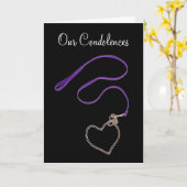 ペットの喪失に対する哀悼 紫のハート型リードのテンプレート カード (黄色い花)