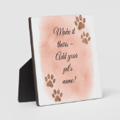 ペットの壁掛けアート - エレガントな肉球デザイン フォトプラーク (正面)