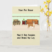 ペットの女性ボクサー、すぐに回復カード カード (黄色い花)