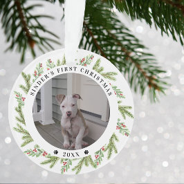 ペットの子犬の初めてのクリスマス2 Photos緑 オーナメント