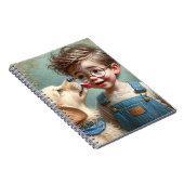 ペットの子犬を連れた小さな男の子 ノートブック (右側)