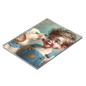 ペットの子犬を連れた小さな男の子 ノートブック (左側)