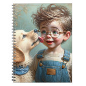 ペットの子犬を連れた小さな男の子 ノートブック (正面)