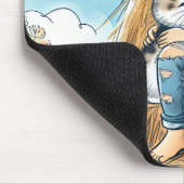 ペットの子猫と小さな女の子 マウスパッド (コーナー)