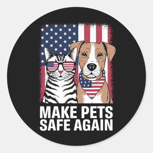 ペットの安全を再び選挙2024討論Cat Dog ラウンドシール (正面)