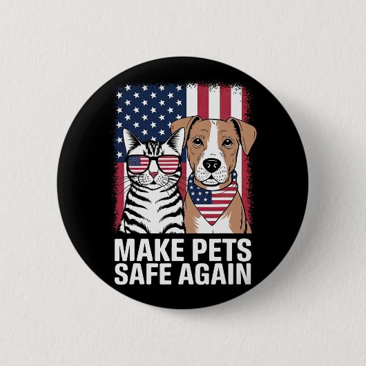 ペットの安全を再び選挙2024討論Cat Dog 缶バッジ (正面)