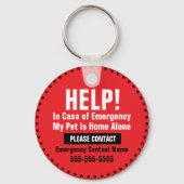 ペットの安全緊急注意私の犬は家に一人 キーホルダー (裏面)
