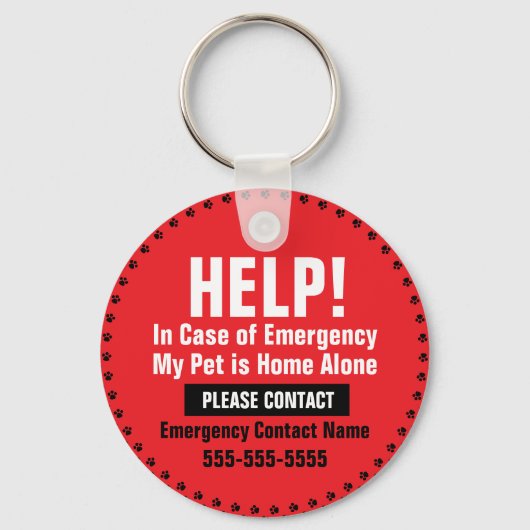 ペットの安全緊急注意私の犬は家に一人 キーホルダー (裏面)