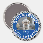ペットの安全警告の写真と名前の緊急応答者 マグネット (正面/裏面)