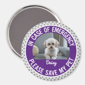 ペットの安全警告の写真と名前の緊急応答者 マグネット (正面/裏面)