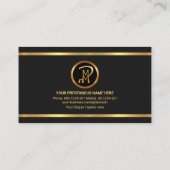 . .ペットの座る美しい犬を打つストライプ金ゴールド 名刺 (裏面)