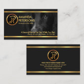 . .ペットの座る美しい犬を打つストライプ金ゴールド 名刺 (正面/裏面)