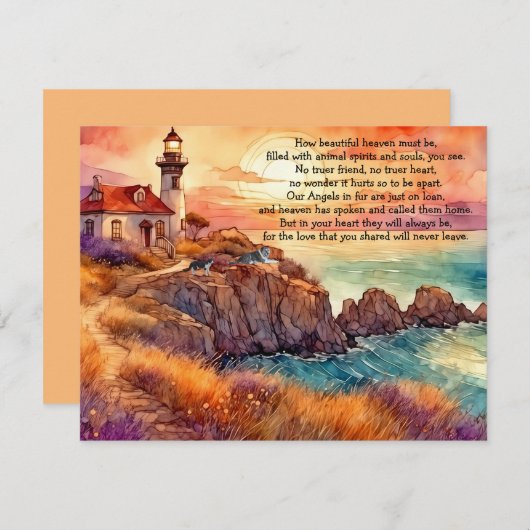 ペットの弔意の悔やみや弔慰グリーティングカードの紛失 サンキューカード (正面/裏面)