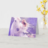 ペットの悔やみや弔慰が馬の天使と紫を失う カード (黄色い花)