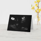 ペットの悔やみや弔慰で猫を亡くす – 黒猫 カード (黄色い花)