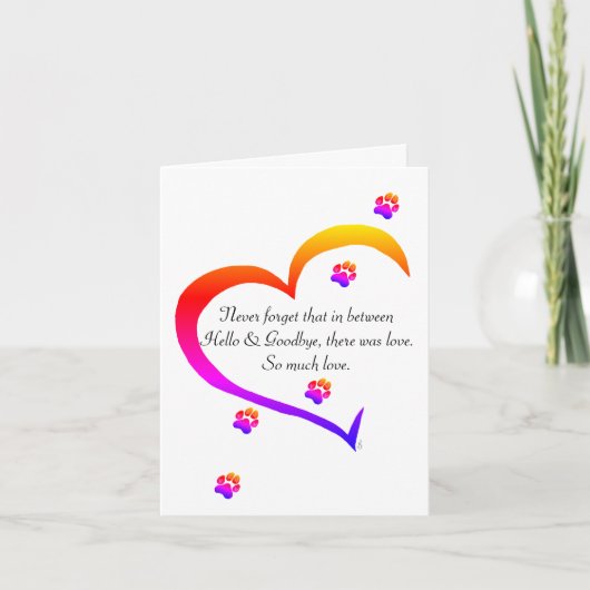 ペットの悔やみや弔慰グリーティングカードの紛失 サンキューカード (正面)