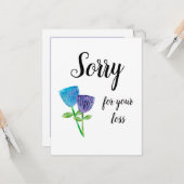 ペットの悔やみや弔慰フローラを失ってごめんなさいかわいらし カード (正面/裏面インサイチュ)